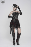 Edgy Spike Corset Top with Punk Lace-Up Hardware Accents