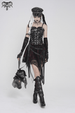 Edgy Spike Corset Top with Punk Lace-Up Hardware Accents