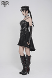 Edgy Spike Corset Top with Punk Lace-Up Hardware Accents