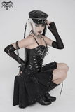 Edgy Spike Corset Top with Punk Lace-Up Hardware Accents