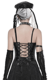 Edgy Spike Corset Top with Punk Lace-Up Hardware Accents