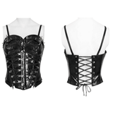 Edgy Spike Corset Top with Punk Lace-Up Hardware Accents