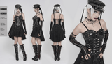 Edgy Spike Corset Top with Punk Lace-Up Hardware Accents
