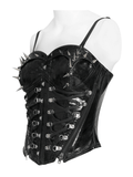 Edgy Spike Corset Top with Punk Lace-Up Hardware Accents