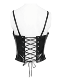 Edgy Spike Corset Top with Punk Lace-Up Hardware Accents
