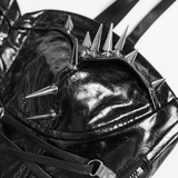 Edgy Spike Corset Top with Punk Lace-Up Hardware Accents