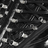 Edgy Spike Corset Top with Punk Lace-Up Hardware Accents