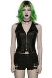 Edgy Vest with Gothic Charms and Adjustable Drawstrings