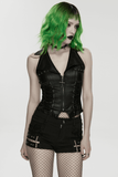 Edgy Vest with Gothic Charms and Adjustable Drawstrings