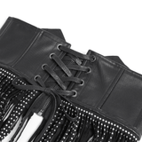 Edgy Waist Corset Belt with Studded Tassel Fringe