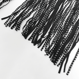 Edgy Waist Corset Belt with Studded Tassel Fringe