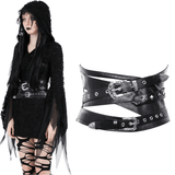 Edgy Women's PU Leather Corset Belt with Silver Clasps