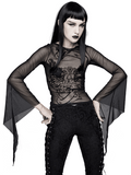 Leicht elastisches Netzoberteil für Damen / Gothic & Punk Stilvolle, langärmlige, transparente Oberteile 