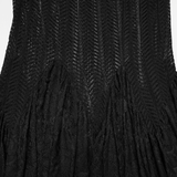 Elegant Black Fishtail Lace Maxi Skirt with Frills