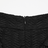 Elegant Black Fishtail Lace Maxi Skirt with Frills