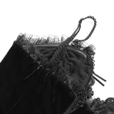 Elegant Black Gothic Lace and Velvet Formal Dress