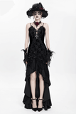 Elegant Black Gothic Lace and Velvet Formal Dress