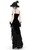 Elegant Black Gothic Lace and Velvet Formal Dress