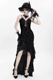 Elegant Black Gothic Lace and Velvet Formal Dress