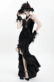 Elegant Black Gothic Lace and Velvet Formal Dress