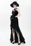 Elegant Black Gothic Lace and Velvet Formal Dress
