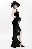 Elegant Black Gothic Lace and Velvet Formal Dress