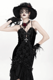 Elegant Black Gothic Lace and Velvet Formal Dress