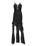 Elegant Black Gothic Lace and Velvet Formal Dress