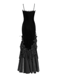 Elegant Black Gothic Lace and Velvet Formal Dress