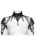 Elegant Black Gothic Lace Shoulder Chain Armor Choker