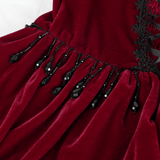 Elegant Burgundy Gothic Lolita Dress with Shoulder Straps