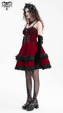 Elegant Burgundy Gothic Lolita Dress with Shoulder Straps