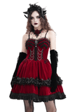 Elegant Burgundy Gothic Lolita Dress with Shoulder Straps