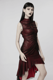 Elegant Fishtail Dress with Gothic Charm and Mesh Overlay