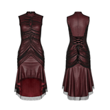 Elegant Fishtail Dress with Gothic Charm and Mesh Overlay