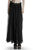 Elegant Gothic Chiffon Skirt with Pleated and Lace Accents