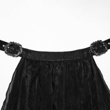 Elegant Gothic Chiffon Skirt with Pleated and Lace Accents
