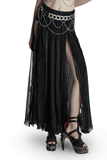 Elegant Gothic Chiffon Skirt with Pleated and Lace Accents