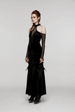 Elegant Gothic Long Dress with Velvet for Women