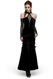 Elegant Gothic Long Dress with Velvet for Women