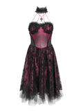 Elegant Gothic Tulle Dress with Lace and Bone Motif