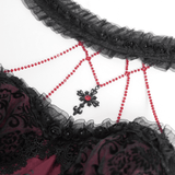 Elegant Gothic Tulle Dress with Lace and Bone Motif