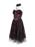 Elegant Gothic Tulle Dress with Lace and Bone Motif