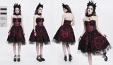 Elegant Gothic Tulle Dress with Lace and Bone Motif
