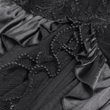 Elegant Gothic Velvet High-Low Dress with Sheer Black Mesh