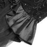 Elegant Gothic Velvet High-Low Dress with Sheer Black Mesh