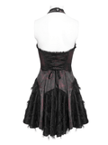 Elegant Halter Mini Dress with Corset Lace-Up Accent