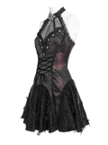 Elegant Halter Mini Dress with Corset Lace-Up Accent