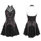 Elegant Halter Mini Dress with Corset Lace-Up Accent