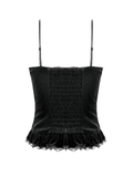 Elegant Lace Cami Top with Beaded Bust and Ruffle Trim